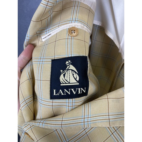 Vintage Lanvin 100% Wool Plaid Oversized Blazer Size 48 - Picture 7 of 15